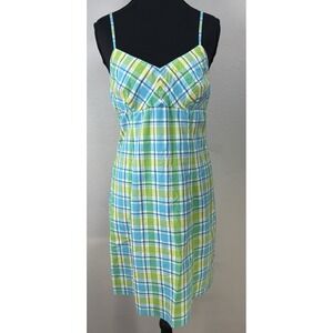 Espirit Y2K 90s Babydoll Plaid Womens Dress 7/8 Coastal Preppy Cottagecore 2000s